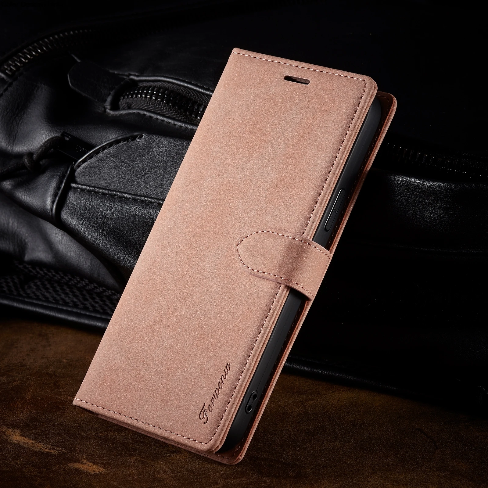 Leather Flip Wallet Case with Magnetic Card Holder - Elegant Phone Cover