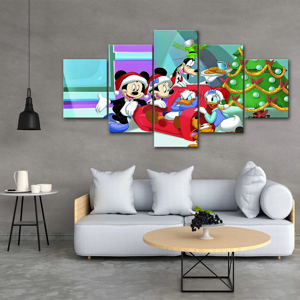 Canvas 5 Pcs Painting Mickey Mouse Home Decor Wall Artwork Disney