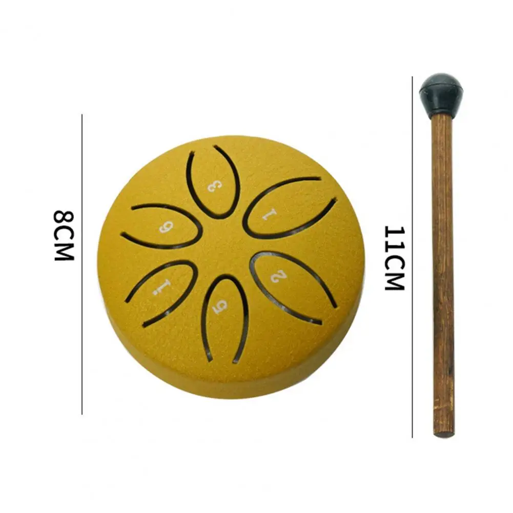 Steel Tongue Drum 3 Inches 6 Notes Garden Rain Chime Mini Chakra Drum Small Ethereal Handpan Mallet Zen Yoga