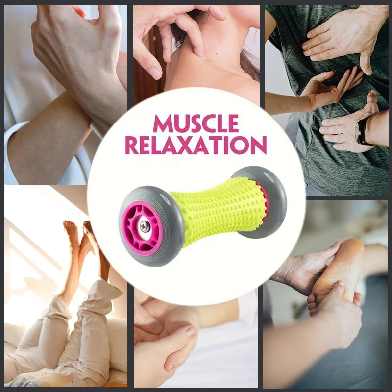 Foot Massage Roller Fascia Roller Full Body Muscle Manual Massage Leg and Neck Relaxation Device Blue and Pink