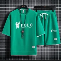 Ensemble gaufré décontracté respirant pour homme : T-shirt à manches courtes et short de sport deux pièces, idéal pour l'été 5