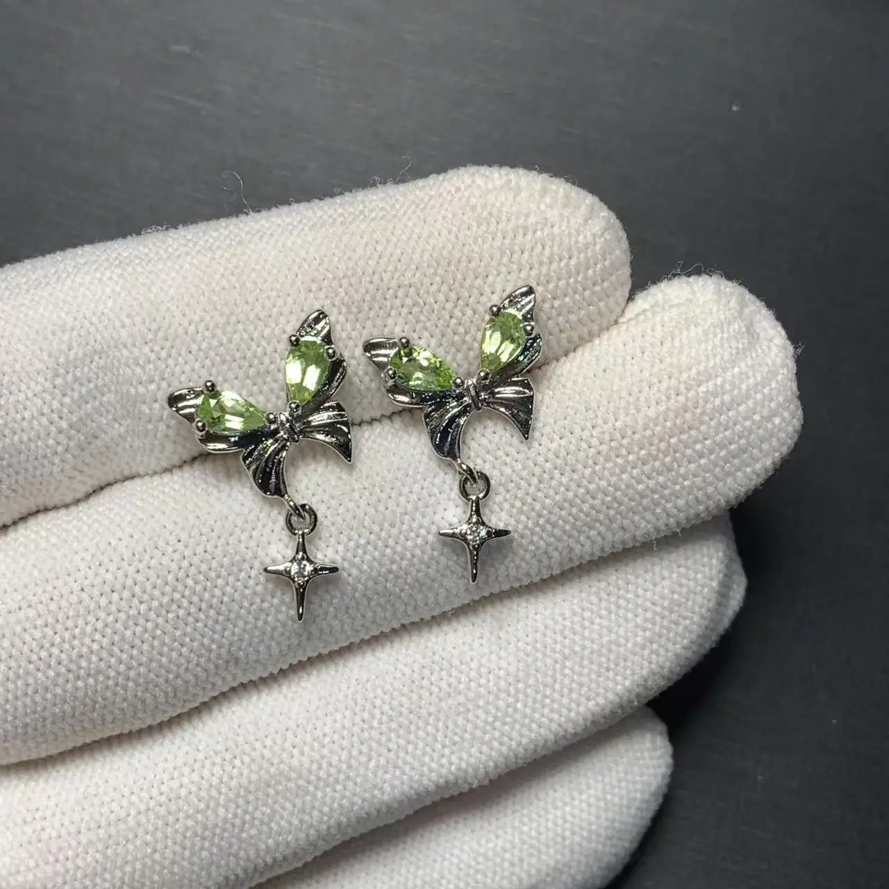 Jewelry Natural Peridot 925 Sterling Silver Stud Earrings For Women Gift Simple Peridot Jewelry Green