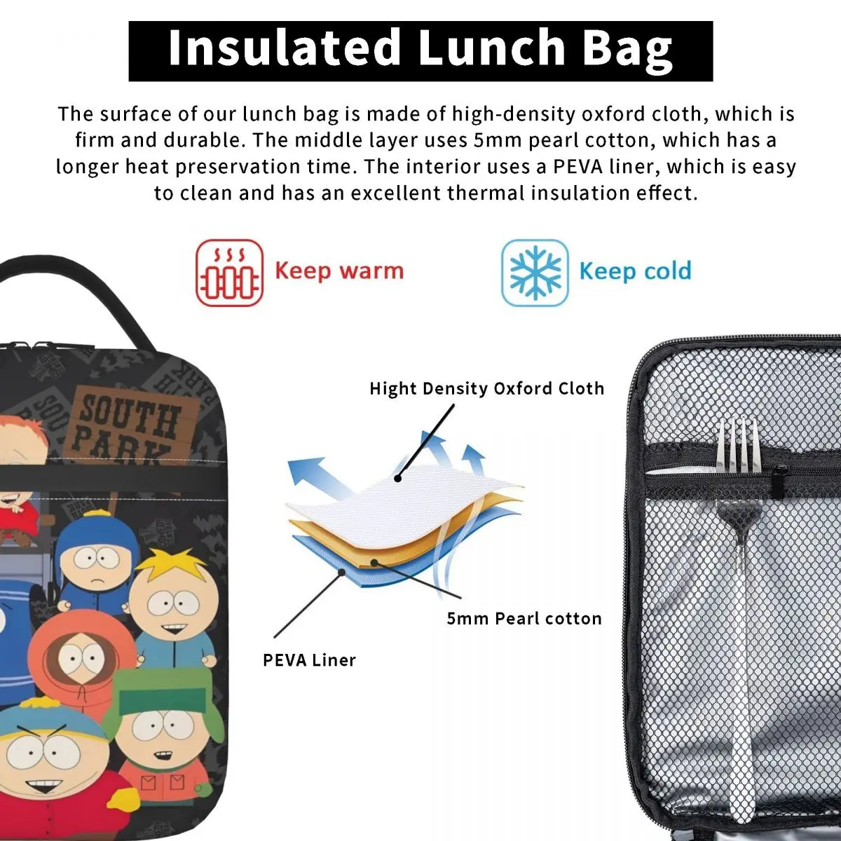 Souths Parked Accessories Insulated Lunch Bag For School Food Storage Bag Portable Thermal Cooler Lunch Boxes