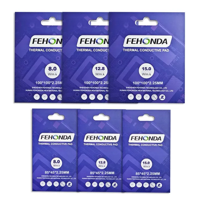 Fehonda 15w 12.8w 8w Thermal pad 0.75mm 1.25mm 2.25mm 3.0mm all size 100*100 CPU GPU Termal Silicone Sheet