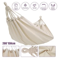 150*190CM Camping Hammock Canvas Hanging Bed Without Stick White Double Chair Swing Sleeping Bed for Travel Rollover Prevention 2
