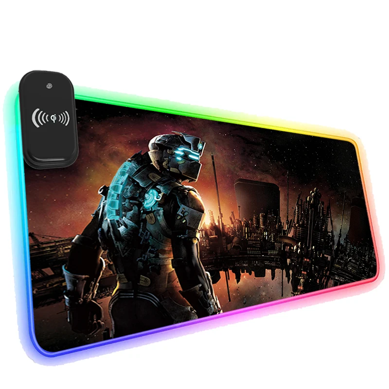 

Dead Space Phone Wireless Charging RGB Mouse Pad Speed Mats Mousepad XXL Anime HD Picture Keyboard Mat With Backlight Computer
