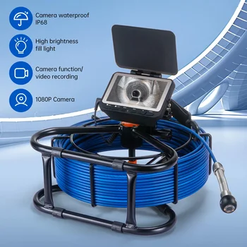 SYANSPAN Sewer Pipe Inspection Camera DVR 16GB Video Recording, Broecope Drain Camera IP68 Waterproof 8500MHA Battery 20/30/50M 1