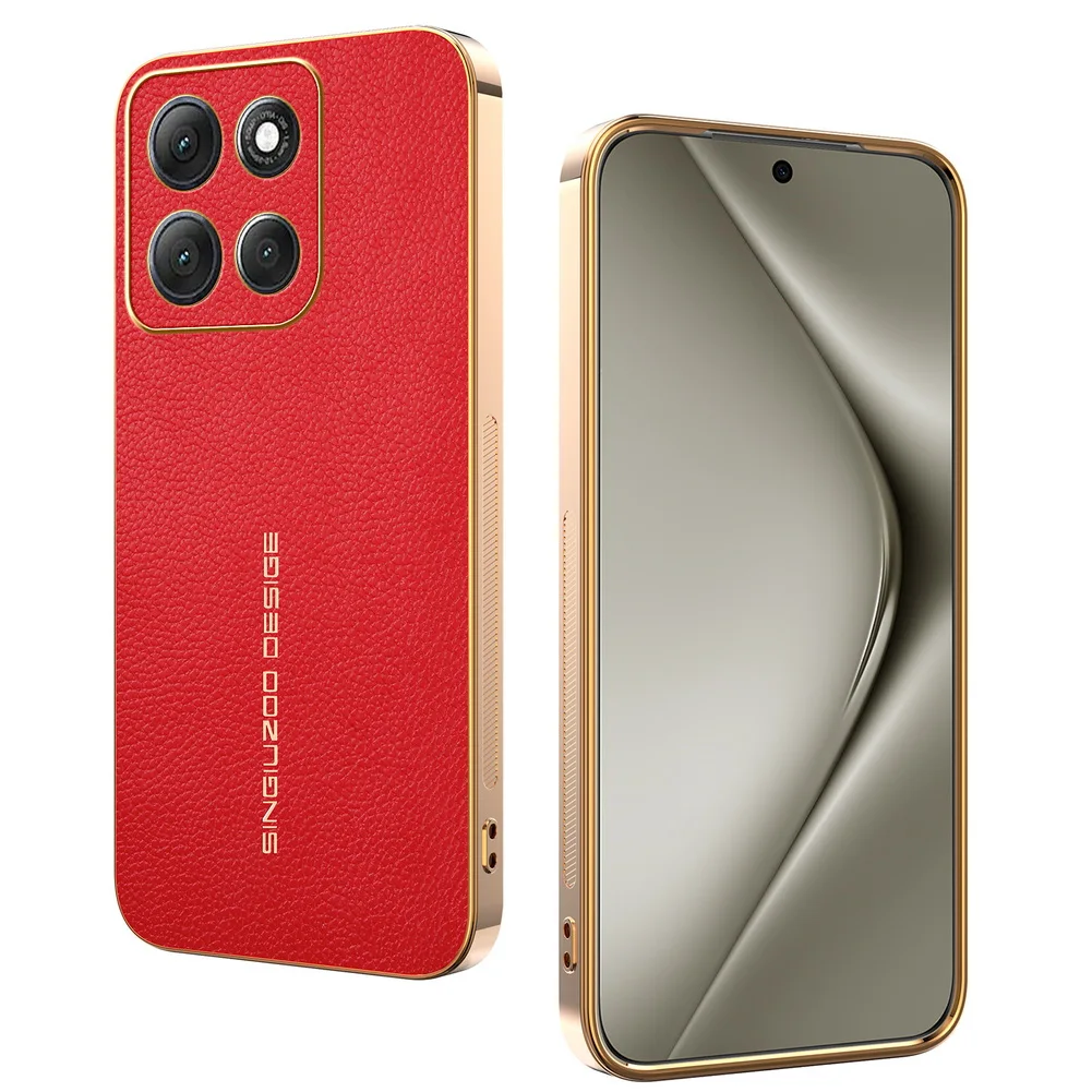 Elegant Lychee Leather Electroplated Frame Case Cover