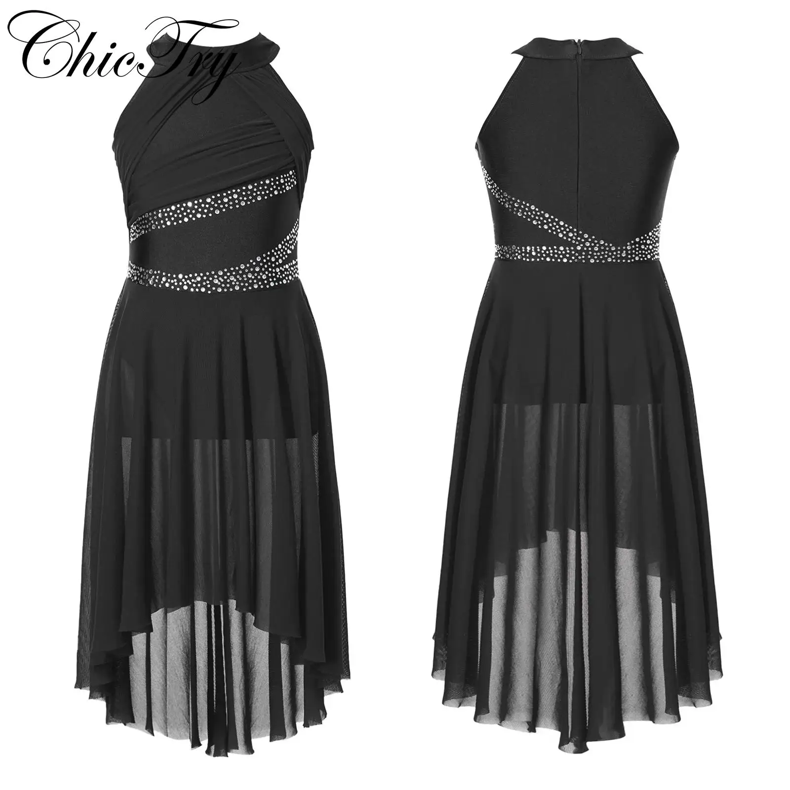 SequinsLyricalDanceDressforKidsGirlsFigureSkatingDress