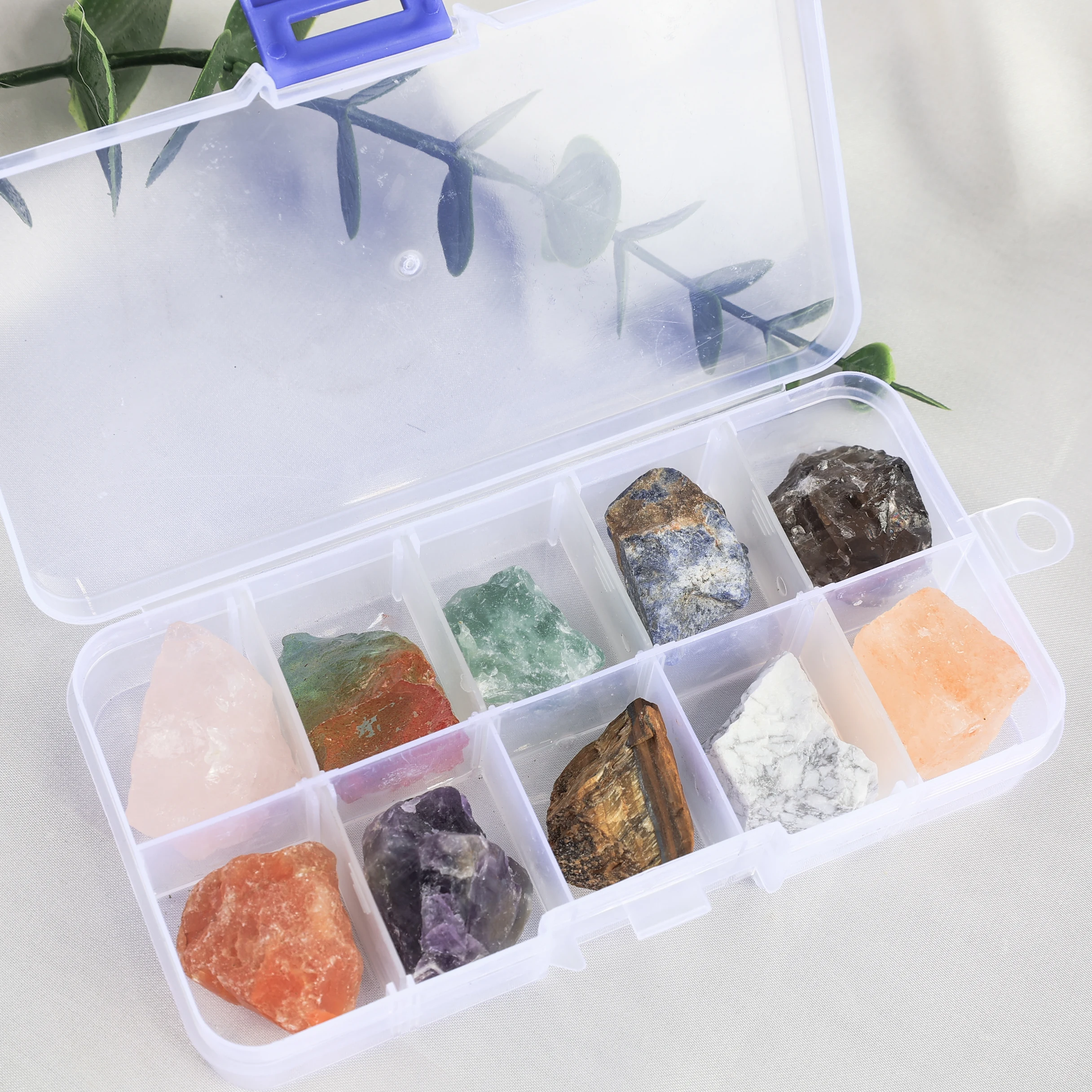 

Natural Crystal Rock Chip Collection Set Variety Of Mineral Specimens Tumbled Stones Rough Stone Storage Gift Box Educationa