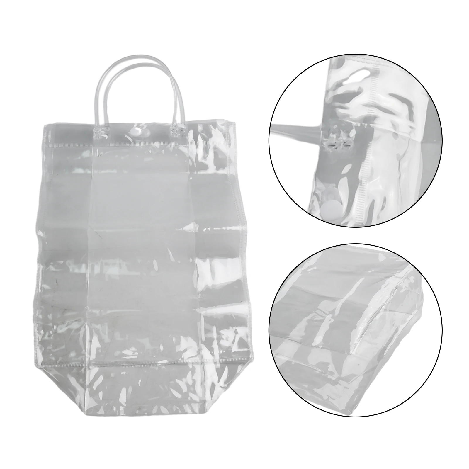 

1/2/5pcs Ice Bag Wine Beer Champagne Bucket Drink Bottle Cooler Chiller Foldable Carrier Transparent 28*20*10cm