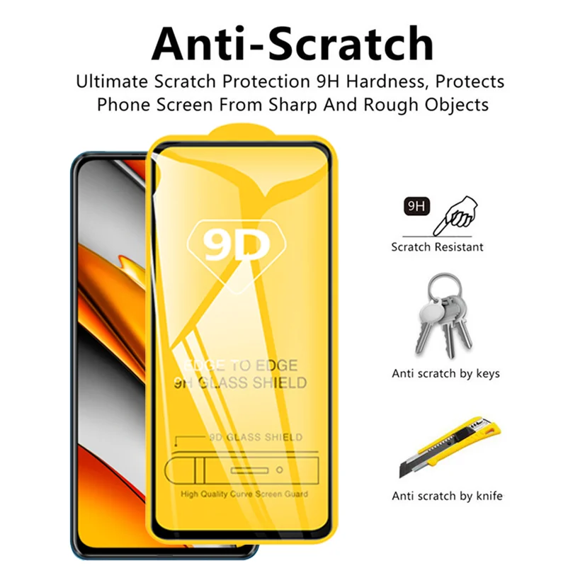 9D Protective Glass for Xiaomi Redmi Note 10 8 9 Pro 11 11s 9s 10s 5G Screen Protectors for Poco X3 Pro NFC F3 M3 M4 Gt 9A Glass