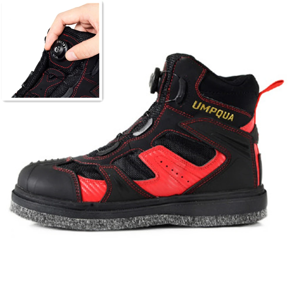 New Men's Fly Fishing Hunting Wading Boots Outdoor Breathable Self Lock Shoes Men Anti-Slip Rubber Boots For Rock Fishing Waders