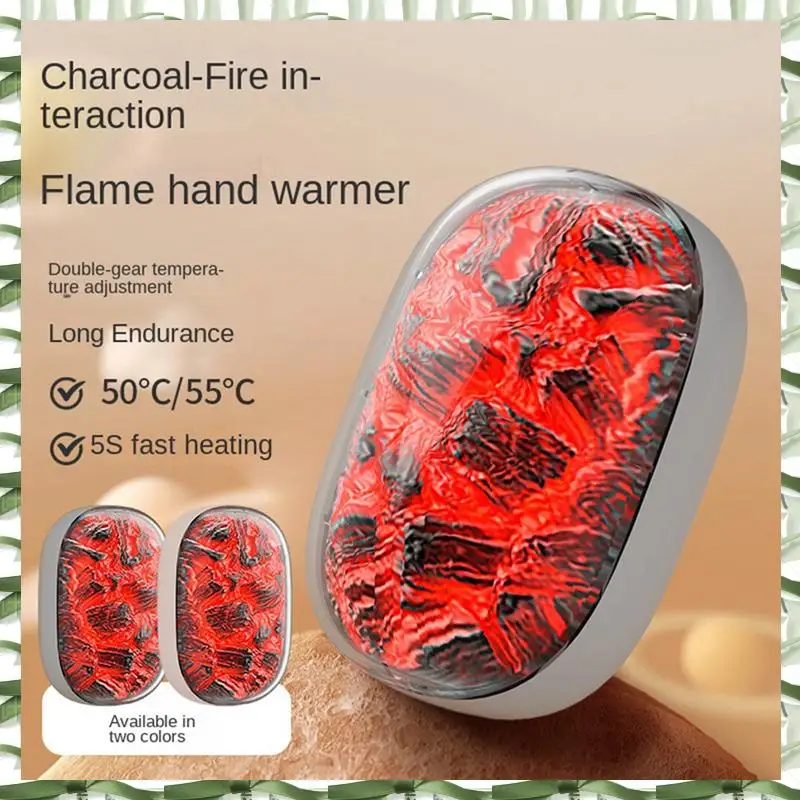 Hand Warmer,New Flame Hand Warmer,Dynamic Charcoal Fire Atmosphere Light,Hand Warmers Rechargeable,White Easy To Use