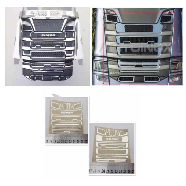 Metal Paste Intake Hood Stickers Decoration Parts for 1/14 Tamiya Truck  Tractor Scania 56368 770s