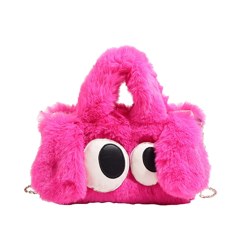 

Funny Faux Fur Handbags 2023 New Cute Cartoon Female Bags Fashion Pink Shoulder Bags For Women Hot Sell Lady Messenger Bags