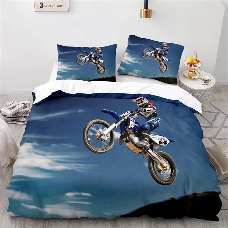 

Extreme Sports Theme Duvet Cover Dirt Bike Comforter Cover Full King For Kids Boys Teen Microfiber Motocross Racer Bedding Set