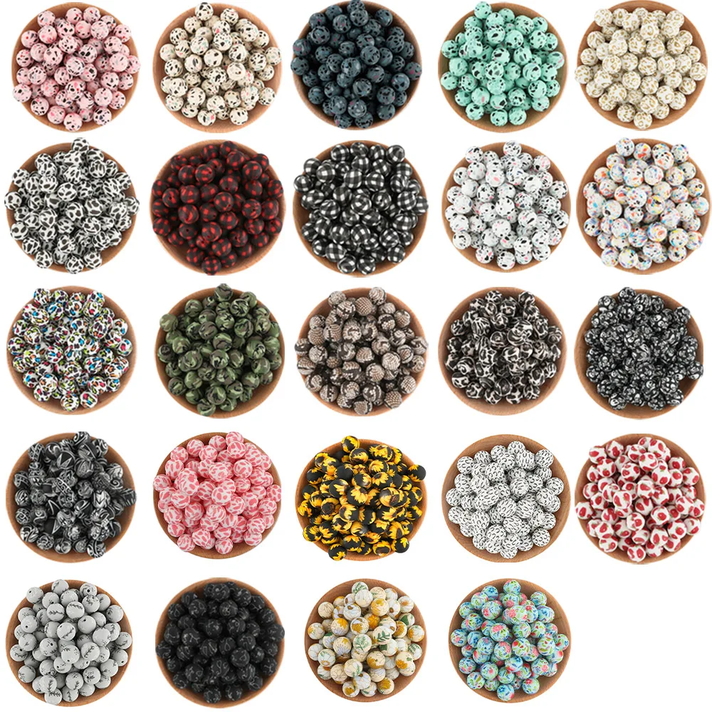 

12MM/15MM 50/100/200/500Pcs Print Leopard Silicone Beads Bulk Food Grade DIY Bracelet Necklace Jewelry Pacifier Chain BPA-Free