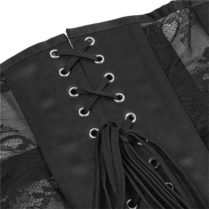 Women Underbust Corset Steel Bone Sexy Slim Black Mesh Breathable Waist Trainer Corsets Bustier Top Sexy Lingerie Corsage Korset