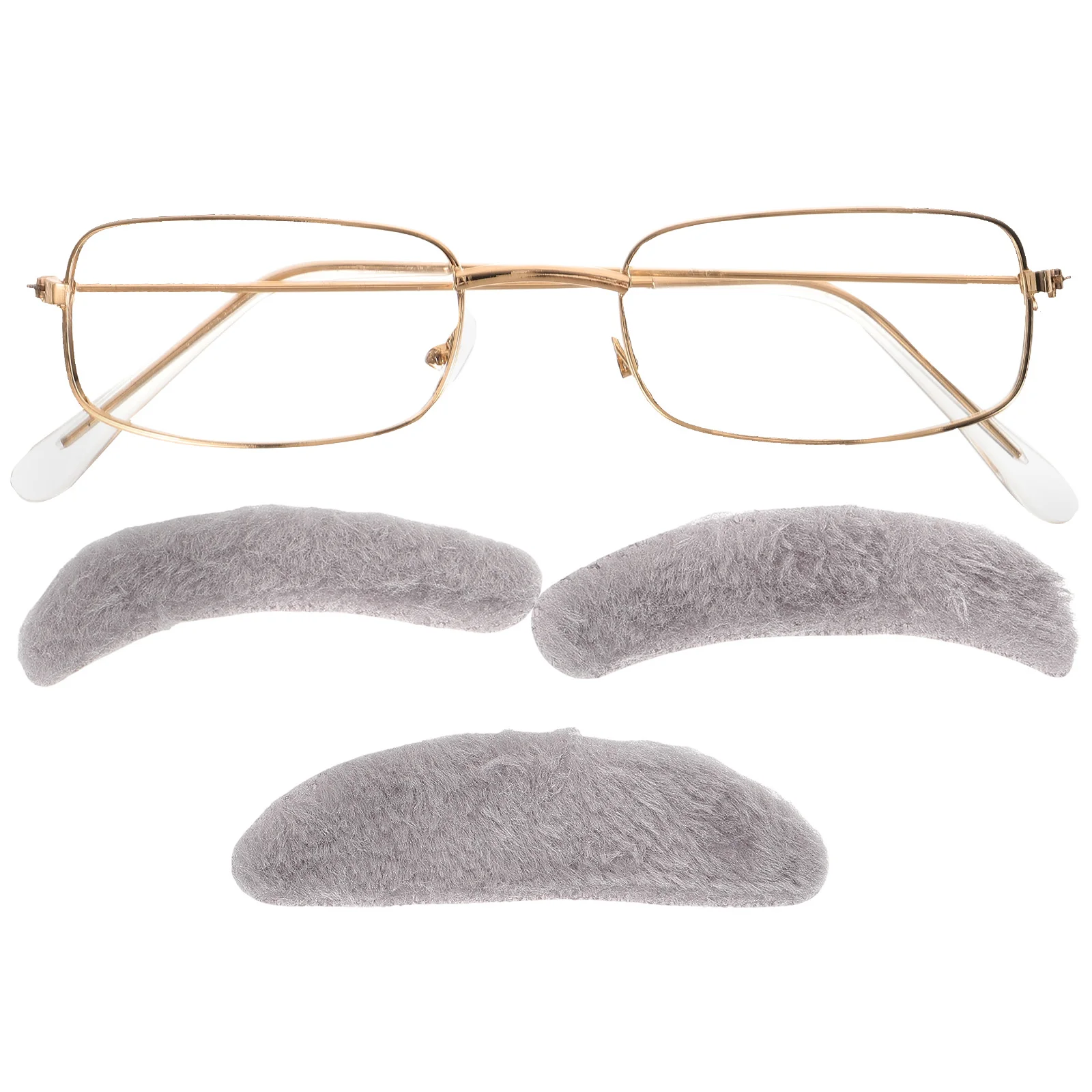 

Набор костюмов для пожилых мужчин, Искусственные белые усы, искусственная палочка, очки для бровей и бороды, Аксессуары для платья дедушки