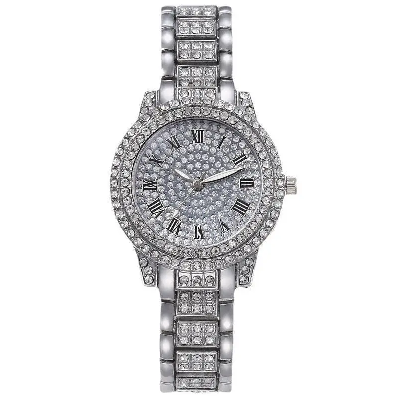 Women Watches Electronic Watch Luxury Women Watch with Full Diamond Elegant Brand Quartz Steel Bracelet Watches Ladies Zircon Crystal Fashion Wristwatch Clock