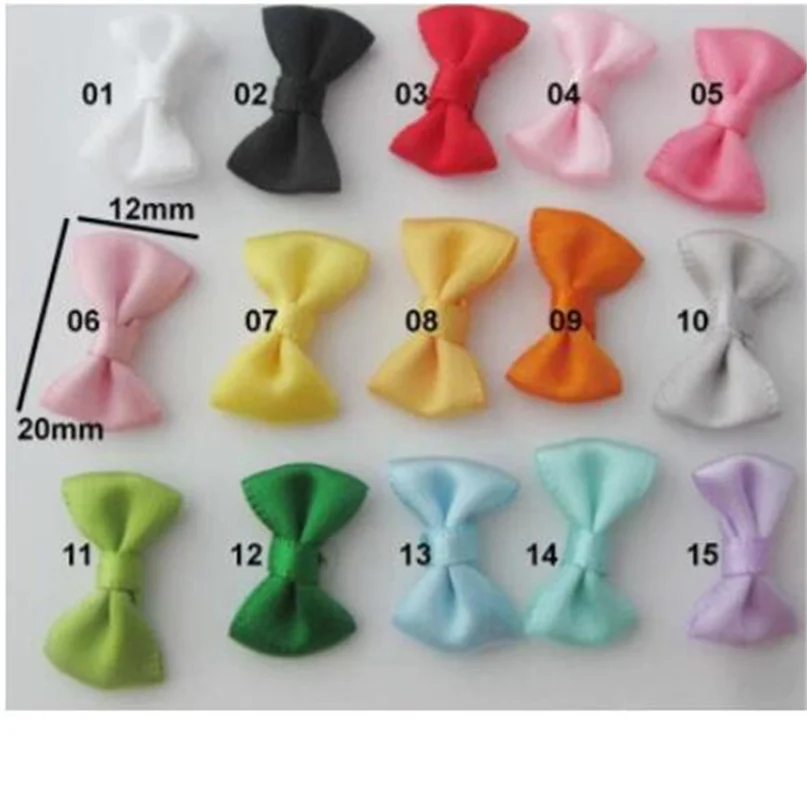 100pces/2x1.2cm Mini Satin Ribbon Flowers Bows For Sewing Wedding Bow Tie Decoration Handmade Hair accessories