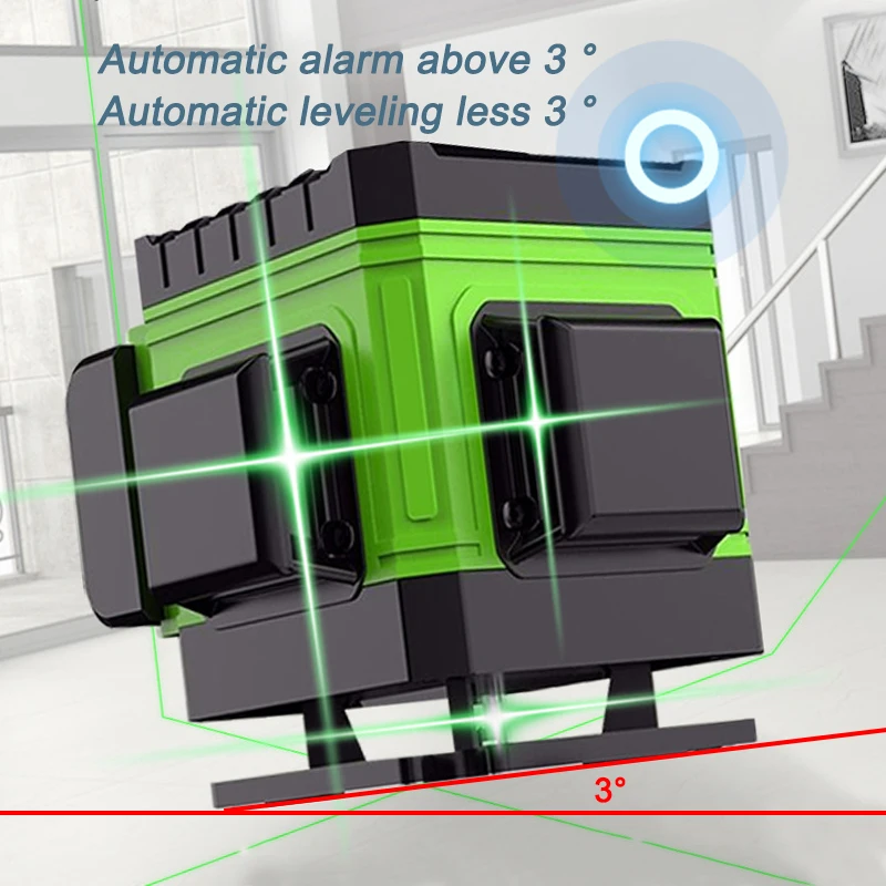 8/12/16 Lines 360 Laser Level Remote Control Self-Leveling Horizontal Vertical Green Beam Nível Laser 3/4D Level Household Tools