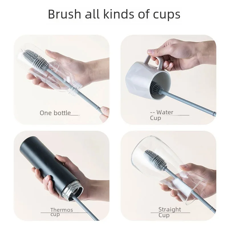 Silicone Cup Brush Cup Cleaning Brush No Dead Corners Gaps Plastic Milk Bottle Cleaning Household