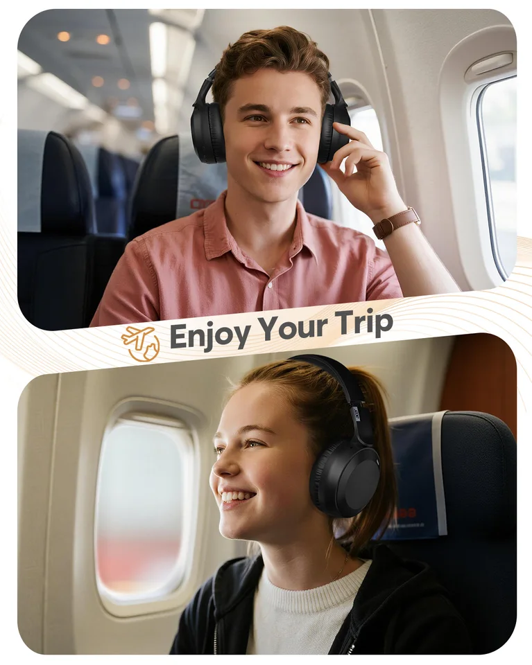 Acer OHR205 Kabelloser Bluetooth 6.0 Faltbarer Over-Ear-Kopfhörer mit Memory-Schaum-Ohrpolstern und Multipoint-Verbindung für Reisen, Zuhause und Büro_voghion.com