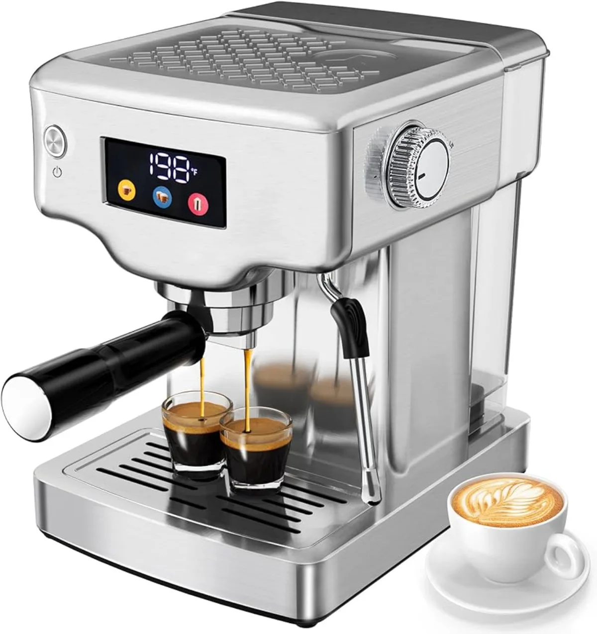 

Espresso Machine 20 Bar, Stainless Steel Espresso Machine with Milk Frother for Cappuccino, Latte, Touch Screen | USA | NEW