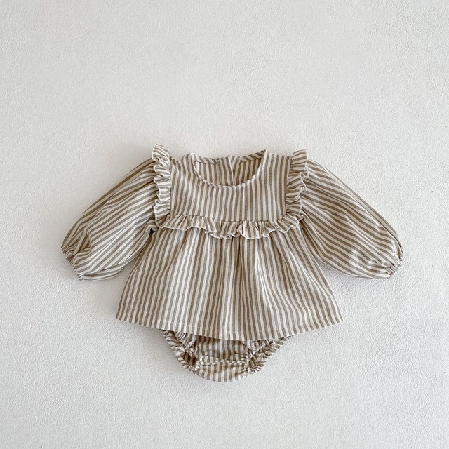 Girls Clothes Set Children's Long-sleeved Ruffled Pullover Top Elastic Waist Shorts Two-piece Suit Spring Autumn Kid Ropa