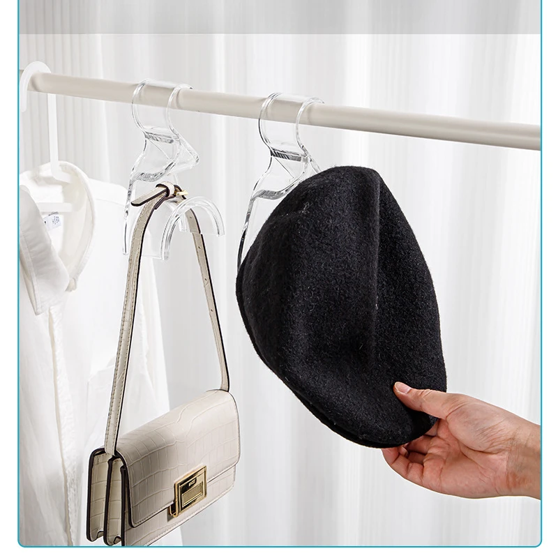 Multi-functional Hanger Hood Hook Wardrobe Plastic Hanging Hook Cloakroom Bedroom Dormitory Acrylic Bag 10PCS