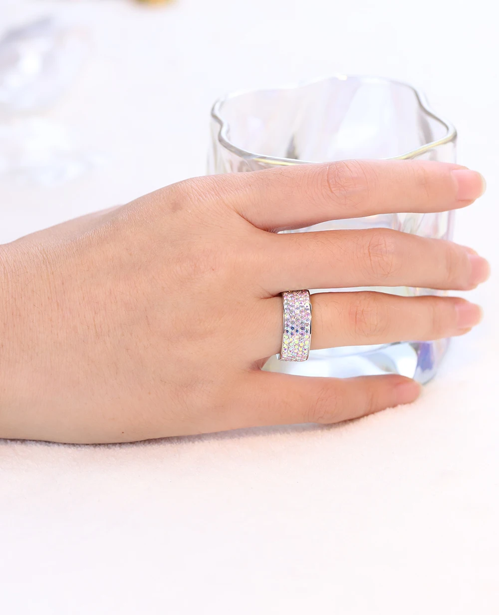 Crystal Engagement Rings for Women 5 Row Lines Stainless Steel crystal rings,engagement rings,fashion rings,wedding rings,stainless steel rings,finger rings,metal rings,fashion ring