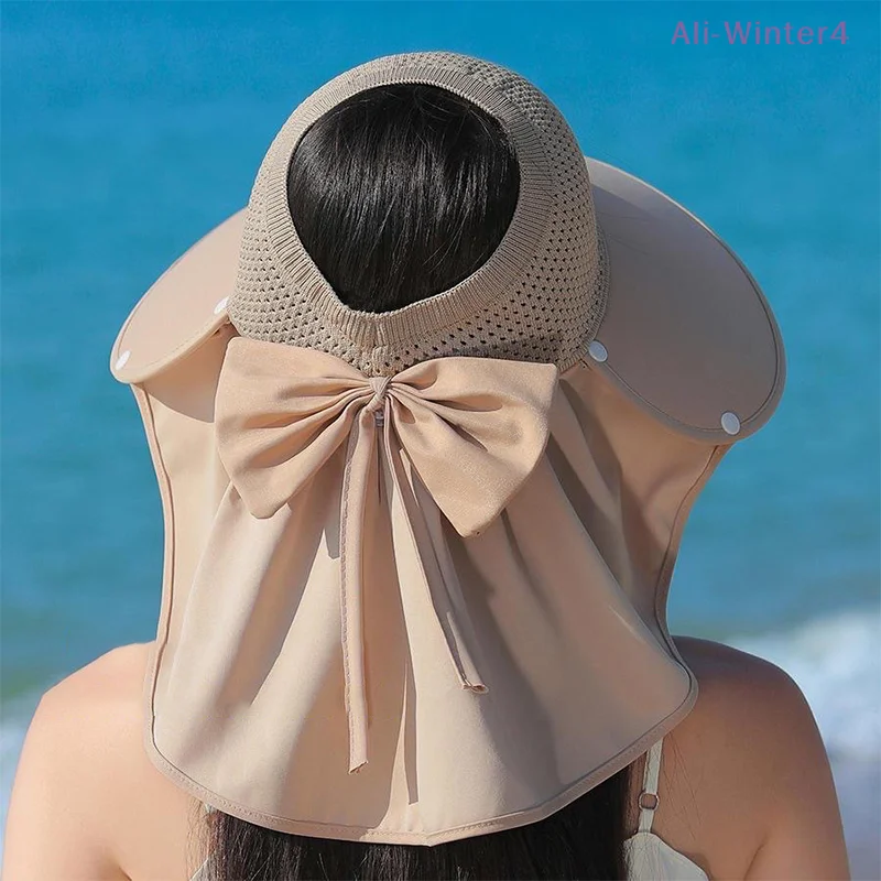 {Summer2} Damen-Sonnenschutz mit breiter Krempe zum Schutz des Gesichts, modischer Sonnenschutzhut mit UV-Schutz für den Strand im Freien_voghion.com