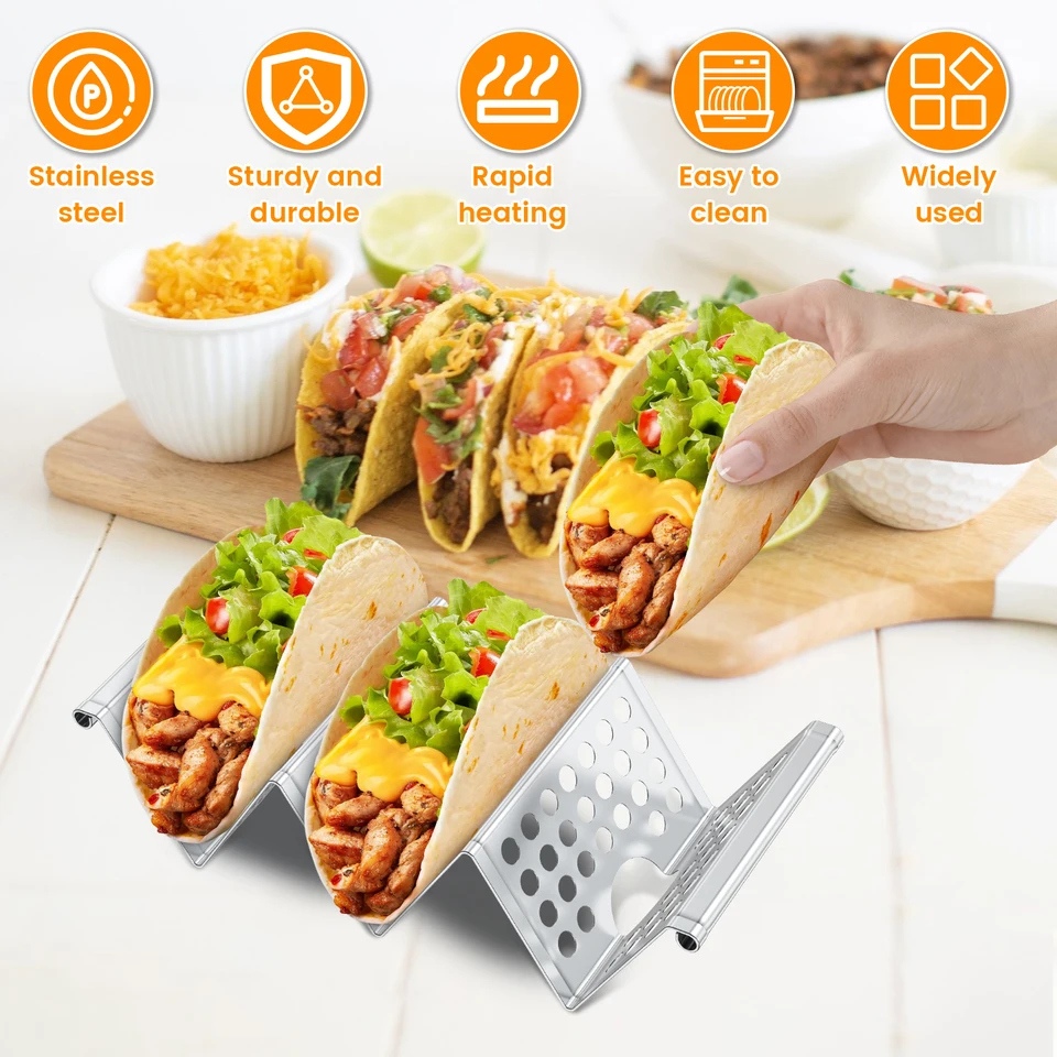 Porta Taco Acciaio Inox 4-5 Slot - Supporto Per Tacos, Burrito, Senza Disordine - Foto 4