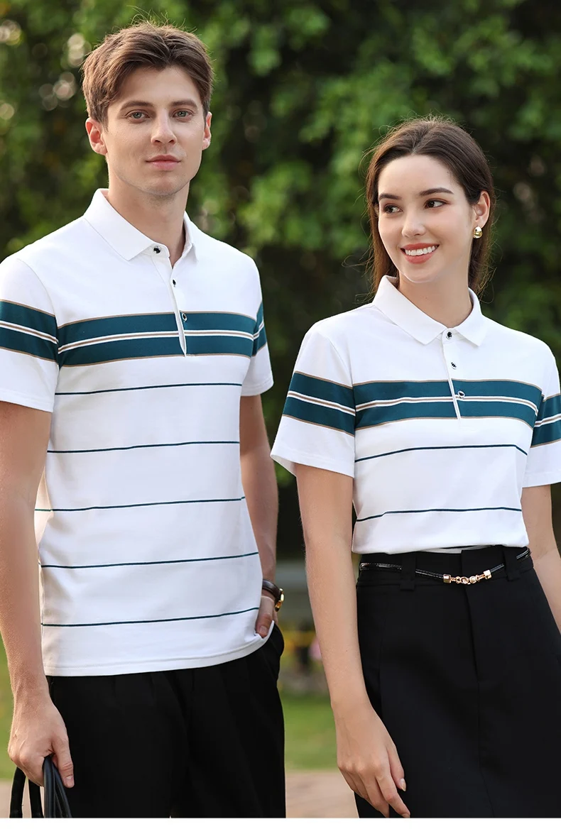 Summer men's polo shirt pure cotton short sleeved T-shirt thin striped business casual breathable wrinkle resistant top 10 S97921045626f4c1681ec115f8d3d0958V