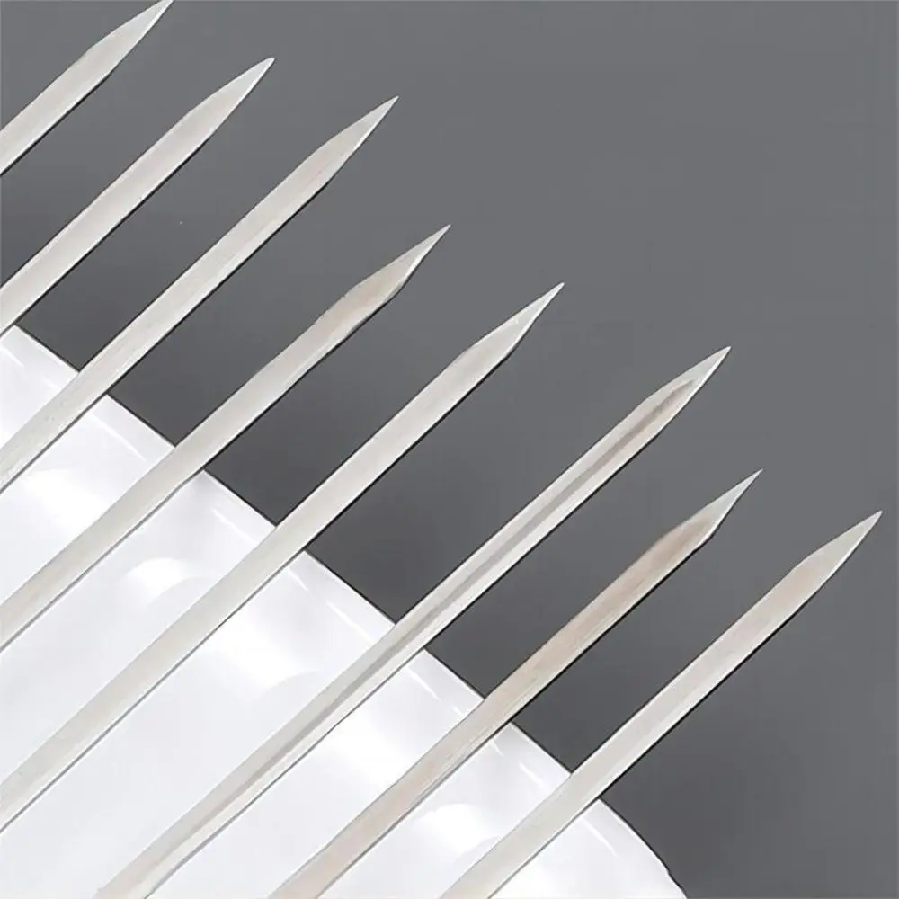 Description Picture 6 of item10pcs/set Wooden Handle Flat Barbecue Skewers Anti-scald Anti-slip Stainless Steel Barbecue Stick 35cm Reusable