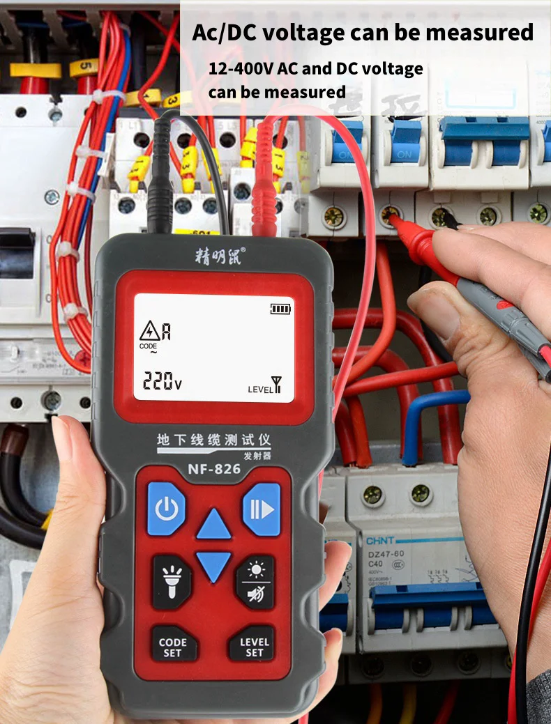 NF-826Underground cable testing, breakpoints and short circuits Fault detection of line direction in walls, breakpoints, short c