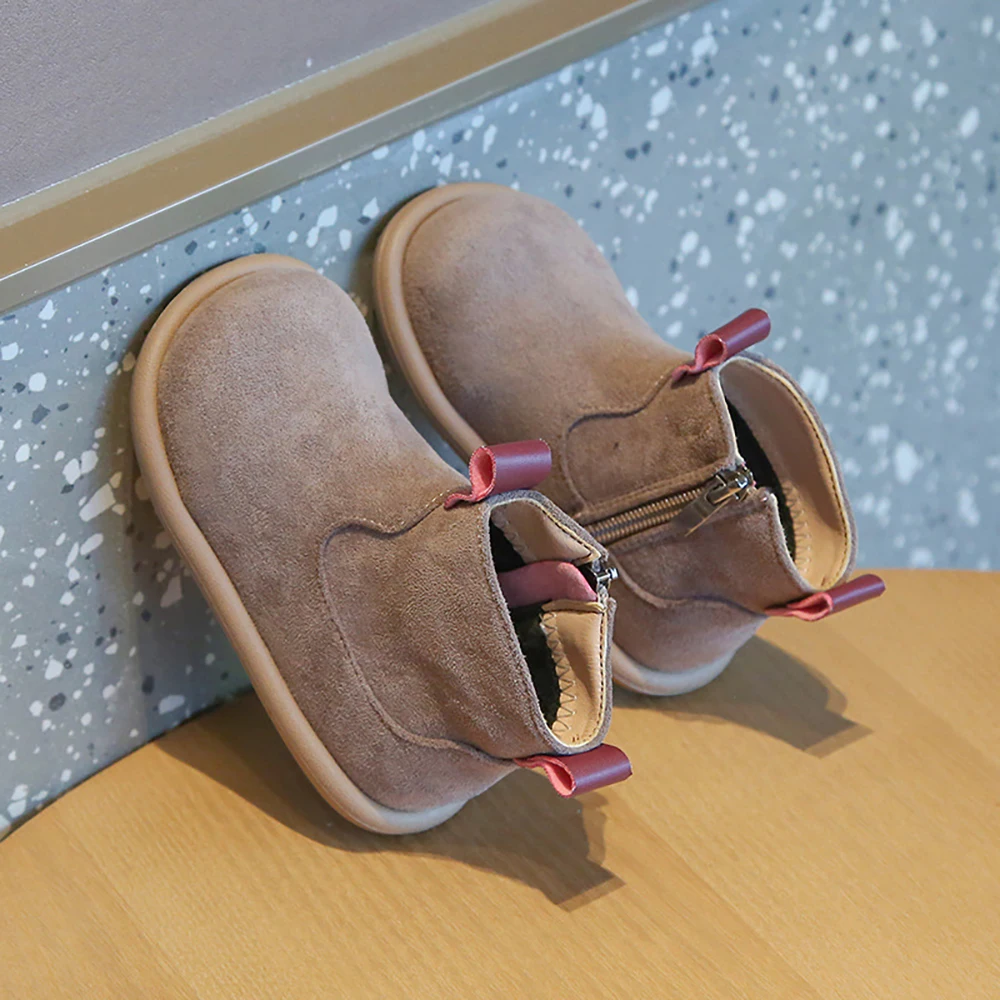 Baby Padded Martin Boots Autumn and Winter new girls hundred retro cotton boots British style boys solid color padded cotton boo