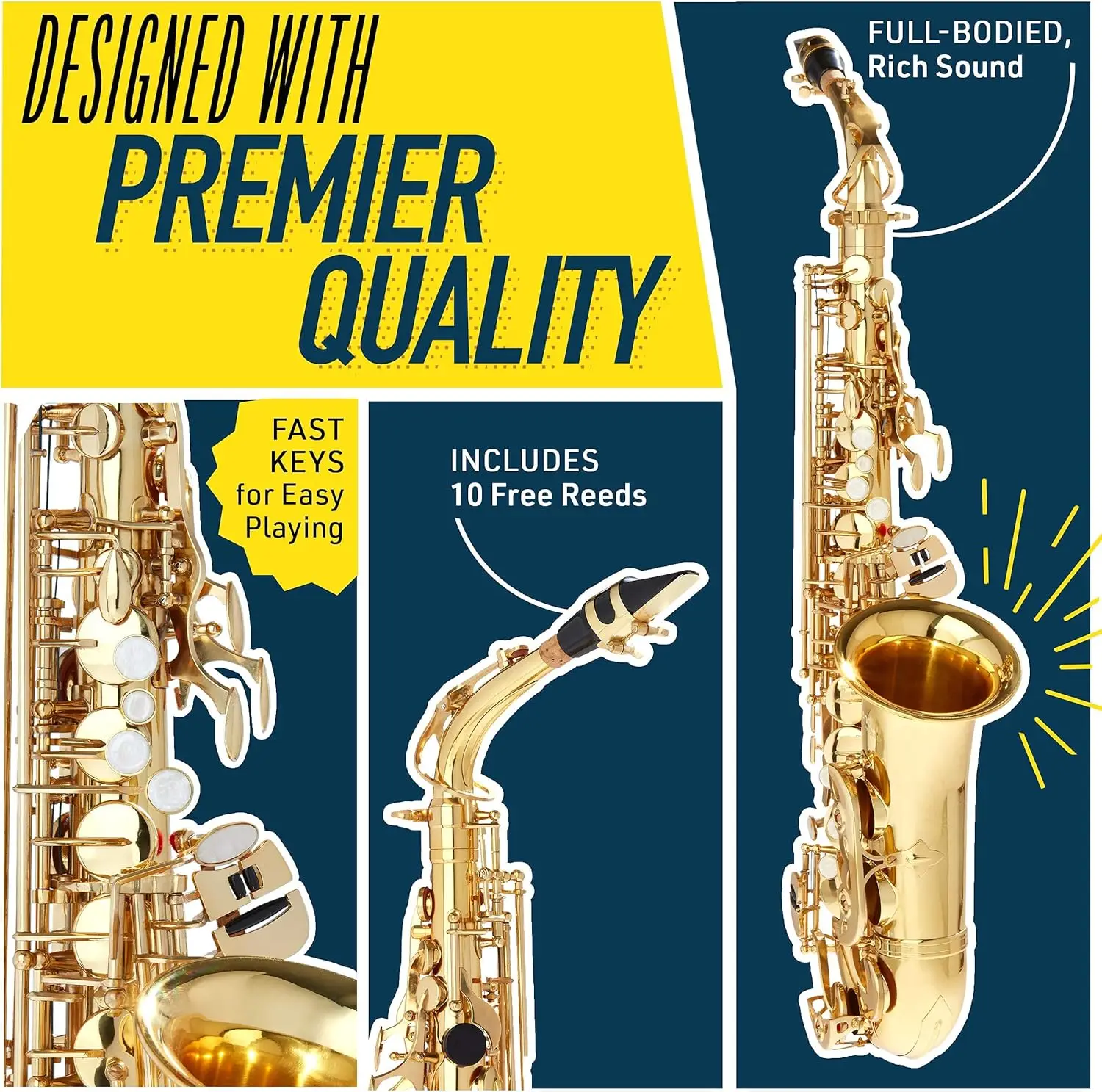 By Cecilio Eb Alto Saxophone-Case, Tuner, Mouthpiece, 10 Reeds, Pocketbook-Green E Flat Musical Instruments