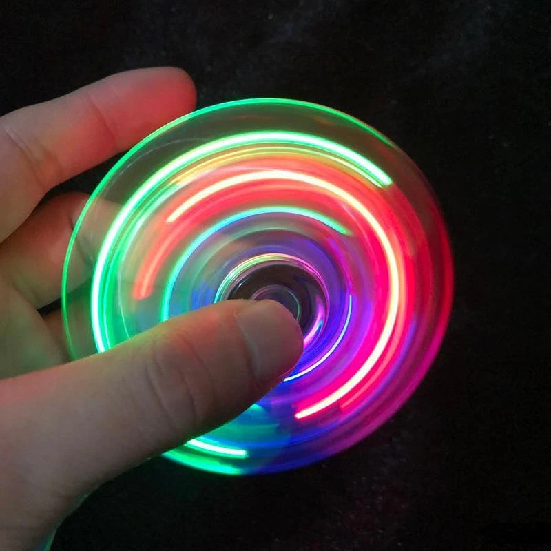 

1PC Transparent Crystal Gyro Fingertip Gyro with Luminous Light Colorful Luminous Finger Pressure Reduction Stress Relief Toy