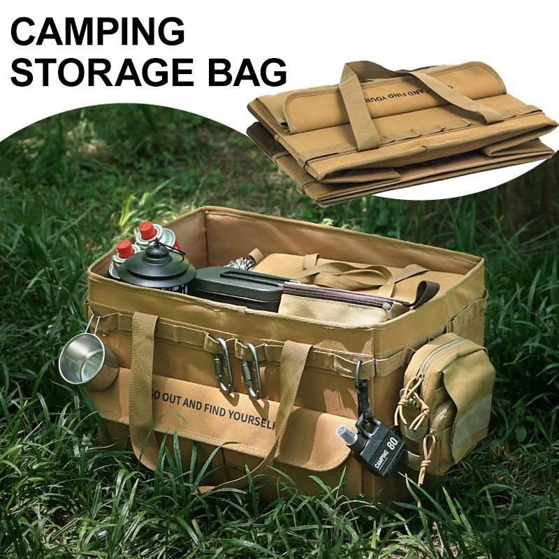 Camping Storage Bag with Handles, 45L Tool Tote Bag Collapsible Bags for Outdoor Garden Tool