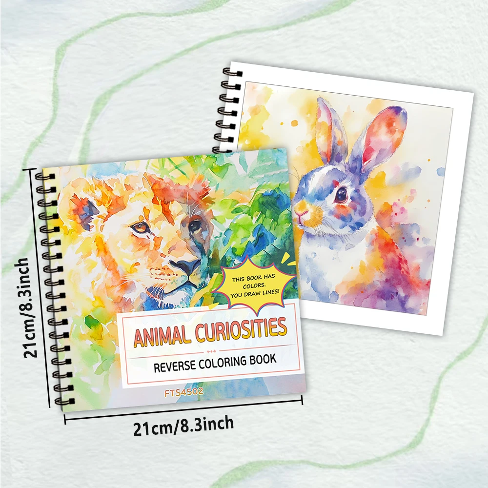 1pc, Animal Reversal Colouring Book, 30 sheets of 100gsm, Relaxing & Creative Lines ‘All You Need Is A Pen Book’ Birthday Gift 2