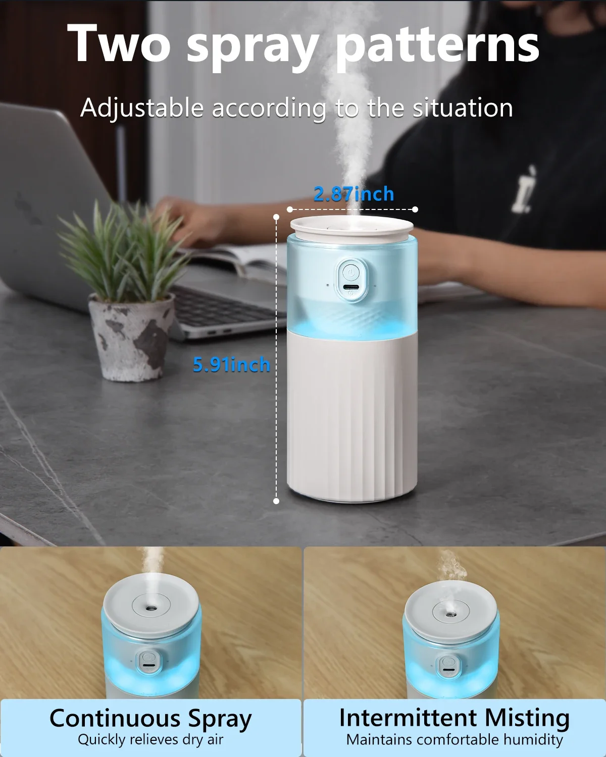 Hipacool Portable Air Humidifier for Car Home Aromatherapy Diffuser Car Air Purifier Freshener with LED Light Mist Maker