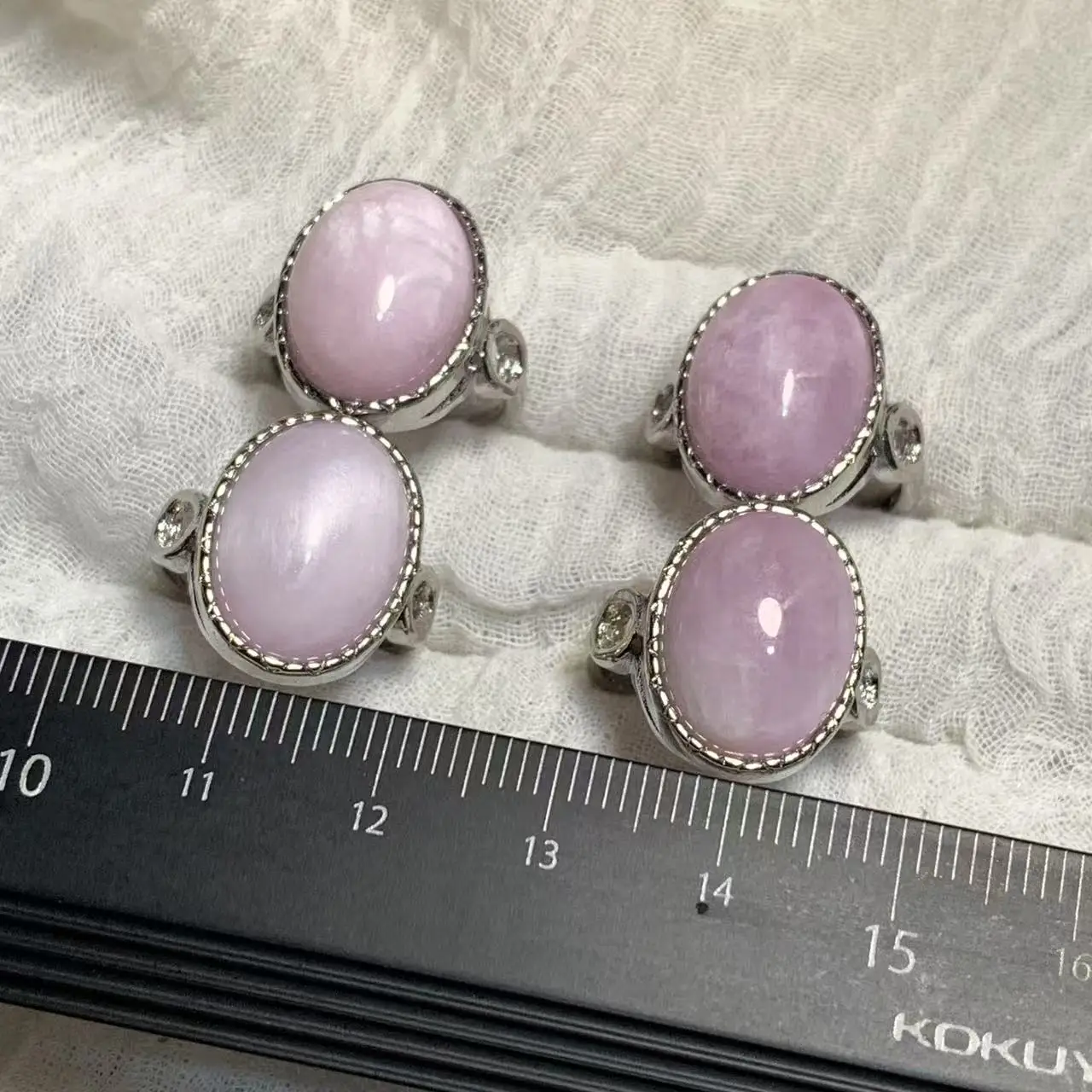 17*12 Natural Kunzite Ring Oval Stone Female Handmade Rings Fine Jewelry for Women Gift Multicolor vintage style