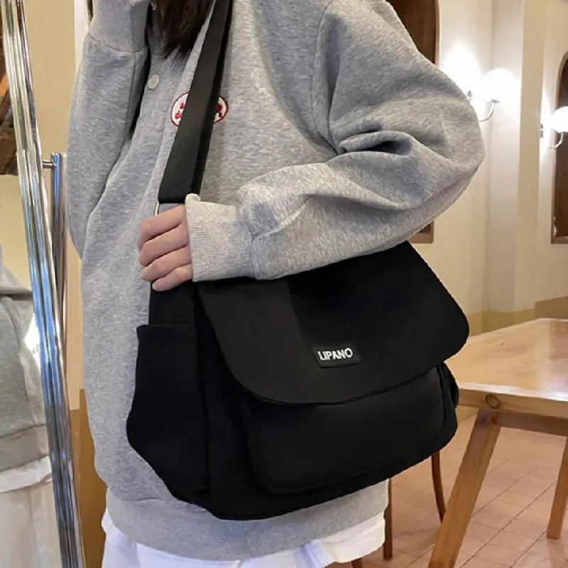 INS College Student School Crossbody Bags Nylon Casual Single Women Shoulder Bag Men's Japanese Retro Messenger Bag Satchels