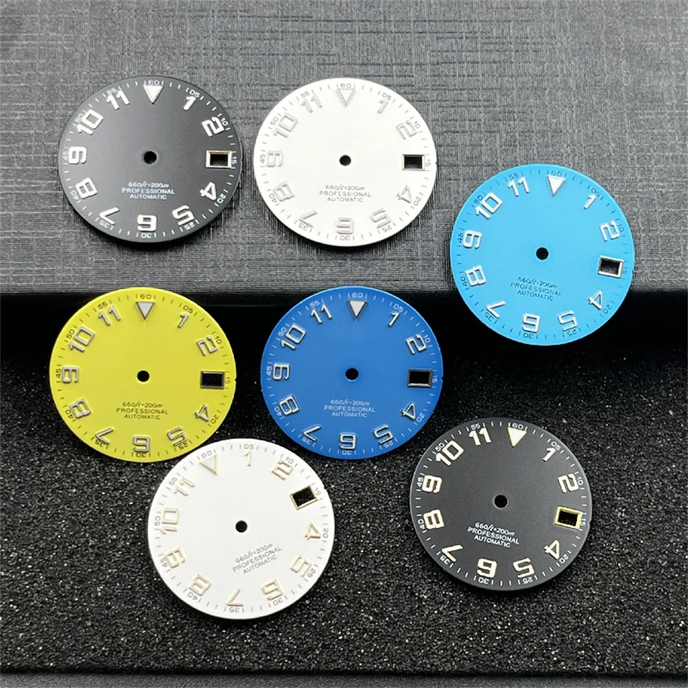 

New NH35 Dial 28.5mm BGW9/C3 Luminous Watch Dial Fits for NH35 NH36 4R Movement Single Calendar Watch Faces 3.8 3.0 Crown Parts