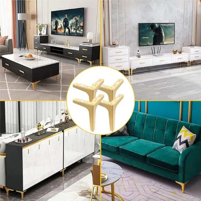 Gambe Metalliche Per Mobili 10cm - Set Di 4 Piedini In Ferro Per Divani, Armadi E Sedie - Foto 3