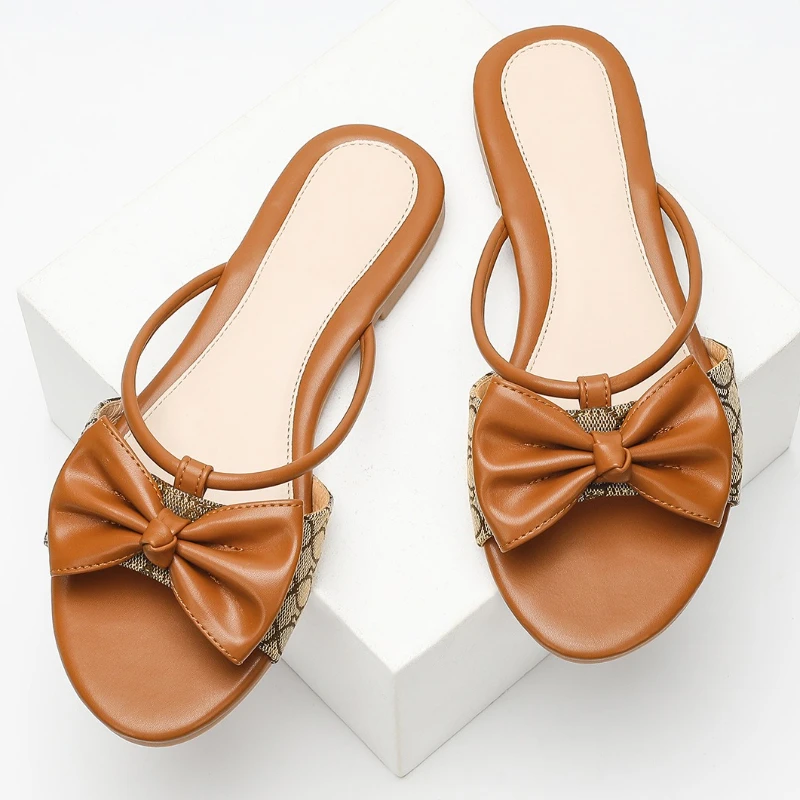 Elegant Pointed Toe Bow Narrow Band Flat Slippers Women Sexy Open Toe Non-slip Large Size Flat Shoes Comfort Vacation Beach Shoe 6 Elegant Pointed Toe Bow Narrow Band Flat Slippers Women Sexy Open Toe Non-slip Large Size Flat Shoes Comfort Vacation Beach Shoe - Image 6