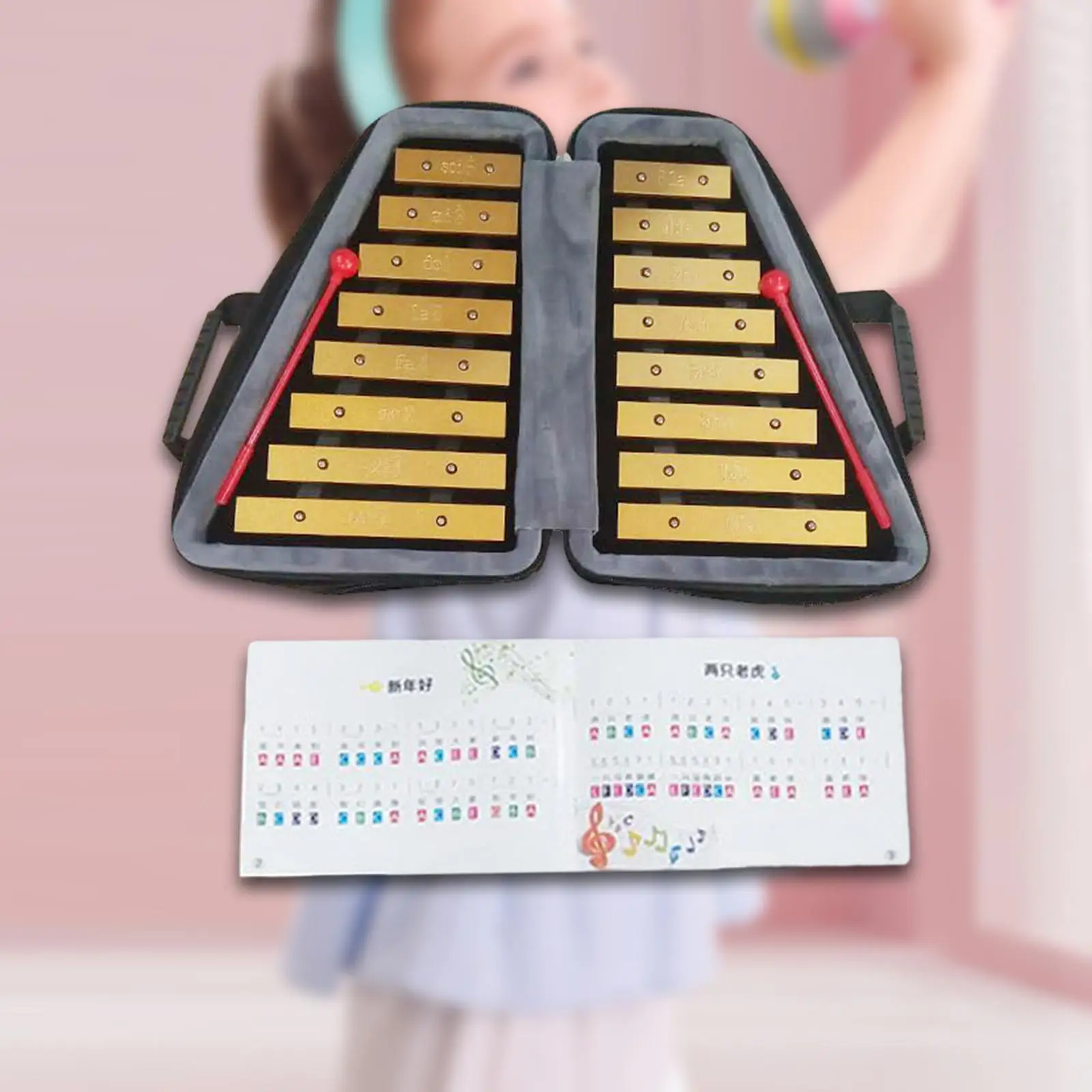 16 Note Xylophone Metal Hand Percussion Hand Knock Piano Toy for Event Concert Family Sessions Music Lessons School Orchestras